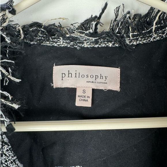 Philosophy Tweed Open Front Blazer Preppy Twee Timeless Work Office Classic S - Picture 3 of 8